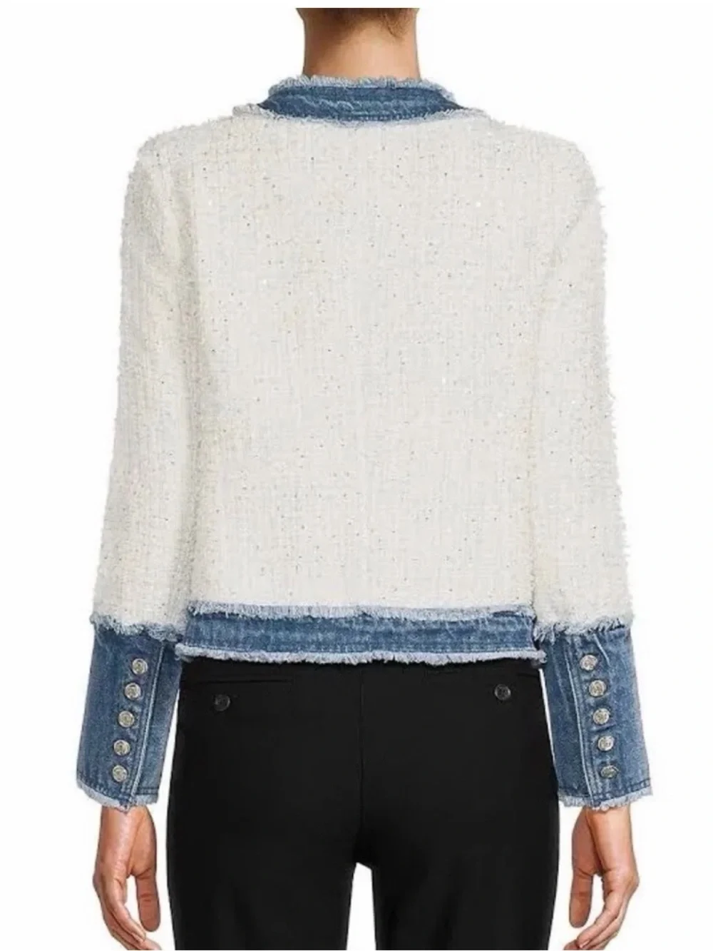 Nanette Lepore Tweed Denim Jacket - Picture 3 of 9